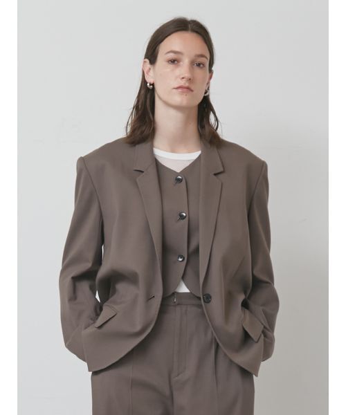 styling/（スタイリング）の「【セットアップ対応】シングルブレステッドスーツジャケット（テーラードジャケット・レディース・グレー/モカ/チェック・0/1）」の9枚目の写真