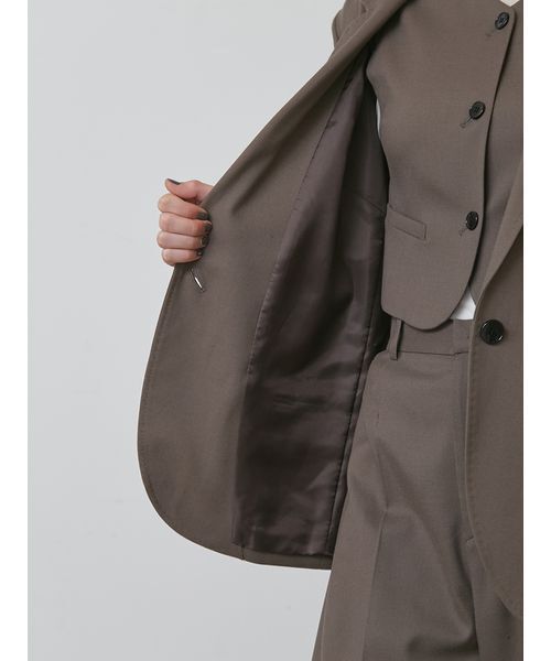 styling/（スタイリング）の「【セットアップ対応】シングルブレステッドスーツジャケット（テーラードジャケット・レディース・グレー/モカ/チェック・0/1）」の4枚目の写真