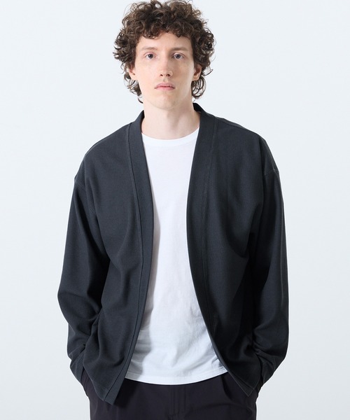 coca（coca）（コカ）の「鹿の子ボタンレスカーディガン（カーディガン/ボレロ・メンズ・ネイビー/ブラック・L/XL/M）」の2枚目の写真