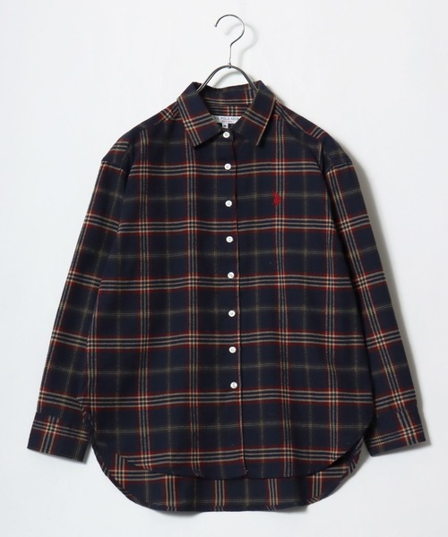 U.S. POLO ASSN.(ユーエスポロアッスン)の「U.S. POLO ASSN. ワンポイント刺繍プレイドネルチェックシャツ レディース 長袖(シャツ/ブラウス・レディース・ネイビー系/ホワイト系/ピンク系/グリーン系・M/L)」の3枚目の写真