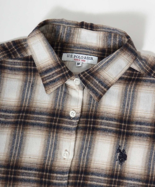 U.S. POLO ASSN.(ユーエスポロアッスン)の「U.S. POLO ASSN. ワンポイント刺繍プレイドネルチェックシャツ レディース 長袖(シャツ/ブラウス・レディース・ネイビー系/ホワイト系/ピンク系/グリーン系・M/L)」の14枚目の写真