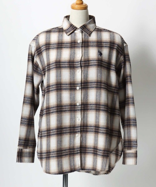 U.S. POLO ASSN.(ユーエスポロアッスン)の「U.S. POLO ASSN. ワンポイント刺繍プレイドネルチェックシャツ レディース 長袖(シャツ/ブラウス・レディース・ネイビー系/ホワイト系/ピンク系/グリーン系・M/L)」の18枚目の写真