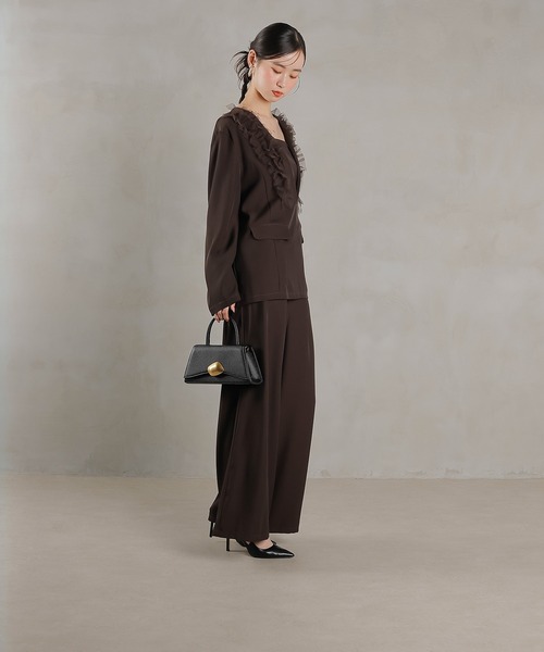 Kana（カナ）の「チュールフリル ジャケット ワイドパンツ 2点セット パーティー ドレス 結婚式 お呼ばれ オケージョン（パンツドレス・レディース・ブラック/ブルー/ブラウン・M/S）」の22枚目の写真