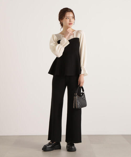 PROPORTION BODY DRESSING(プロポーションボディドレッシング)の「<ウォッシャブル>シアードッキングペプラムニットSETUP / 1215240006(ワンピース・レディース・ブラック/ブラウン系その他・FREE)」の12枚目の写真