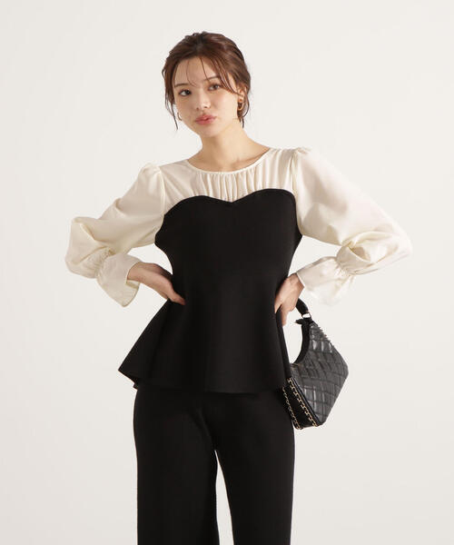 PROPORTION BODY DRESSING(プロポーションボディドレッシング)の「<ウォッシャブル>シアードッキングペプラムニットSETUP / 1215240006(ワンピース・レディース・ブラック/ブラウン系その他・FREE)」の13枚目の写真