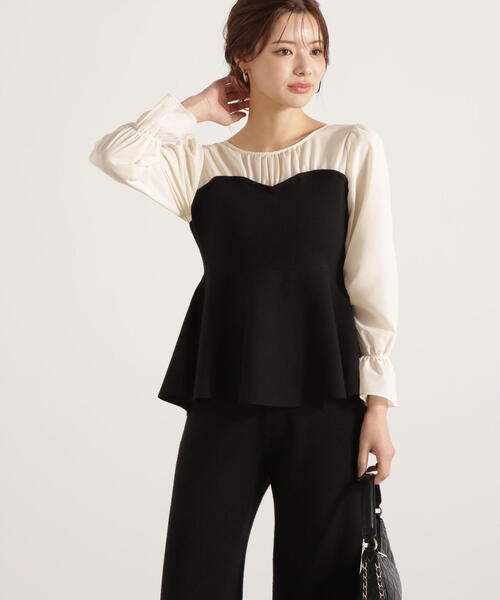 PROPORTION BODY DRESSING(プロポーションボディドレッシング)の「<ウォッシャブル>シアードッキングペプラムニットSETUP / 1215240006(ワンピース・レディース・ブラック/ブラウン系その他・FREE)」の14枚目の写真