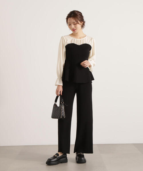 PROPORTION BODY DRESSING(プロポーションボディドレッシング)の「<ウォッシャブル>シアードッキングペプラムニットSETUP / 1215240006(ワンピース・レディース・ブラック/ブラウン系その他・FREE)」の17枚目の写真