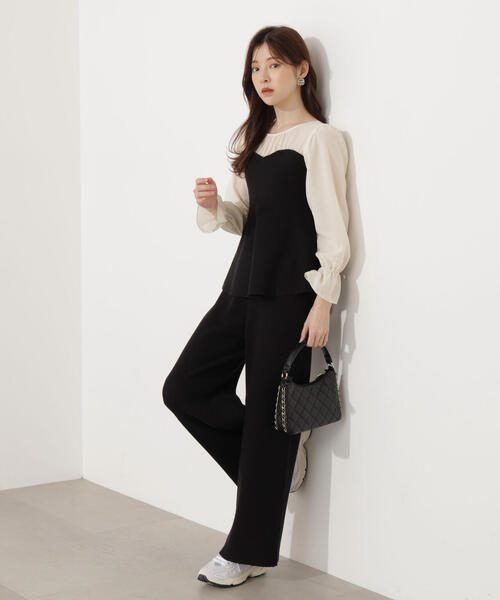 PROPORTION BODY DRESSING(プロポーションボディドレッシング)の「<ウォッシャブル>シアードッキングペプラムニットSETUP / 1215240006(ワンピース・レディース・ブラック/ブラウン系その他・FREE)」の21枚目の写真