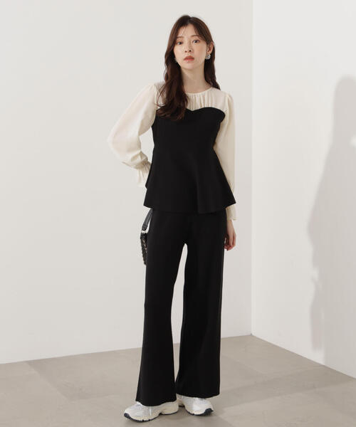PROPORTION BODY DRESSING(プロポーションボディドレッシング)の「<ウォッシャブル>シアードッキングペプラムニットSETUP / 1215240006(ワンピース・レディース・ブラック/ブラウン系その他・FREE)」の22枚目の写真