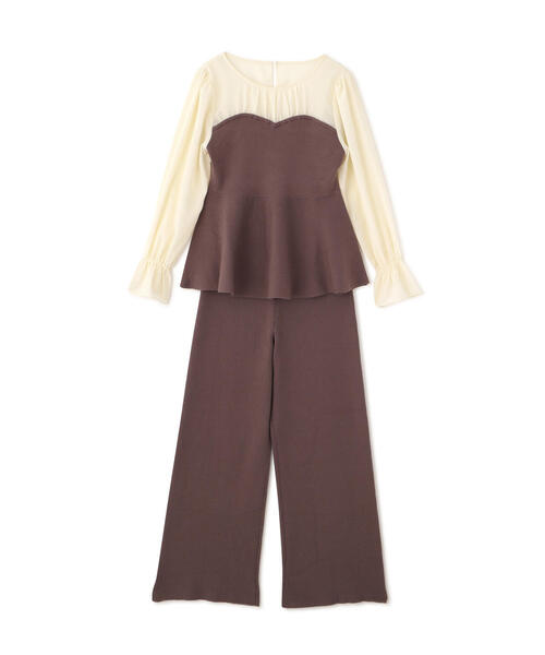 PROPORTION BODY DRESSING(プロポーションボディドレッシング)の「<ウォッシャブル>シアードッキングペプラムニットSETUP / 1215240006(ワンピース・レディース・ブラック/ブラウン系その他・FREE)」の3枚目の写真