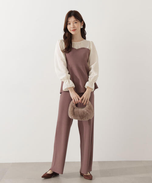 PROPORTION BODY DRESSING(プロポーションボディドレッシング)の「<ウォッシャブル>シアードッキングペプラムニットSETUP / 1215240006(ワンピース・レディース・ブラック/ブラウン系その他・FREE)」の4枚目の写真