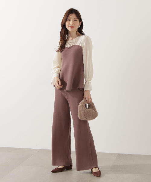 PROPORTION BODY DRESSING(プロポーションボディドレッシング)の「<ウォッシャブル>シアードッキングペプラムニットSETUP / 1215240006(ワンピース・レディース・ブラック/ブラウン系その他・FREE)」の5枚目の写真