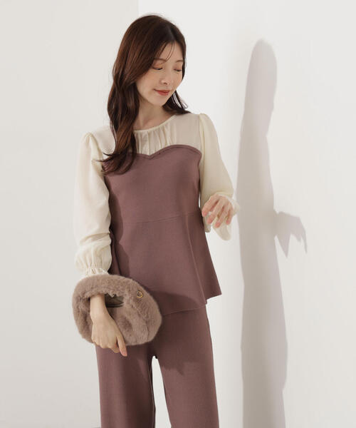 PROPORTION BODY DRESSING(プロポーションボディドレッシング)の「<ウォッシャブル>シアードッキングペプラムニットSETUP / 1215240006(ワンピース・レディース・ブラック/ブラウン系その他・FREE)」の6枚目の写真