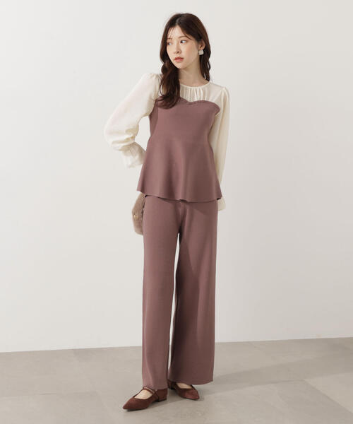 PROPORTION BODY DRESSING(プロポーションボディドレッシング)の「<ウォッシャブル>シアードッキングペプラムニットSETUP / 1215240006(ワンピース・レディース・ブラック/ブラウン系その他・FREE)」の7枚目の写真