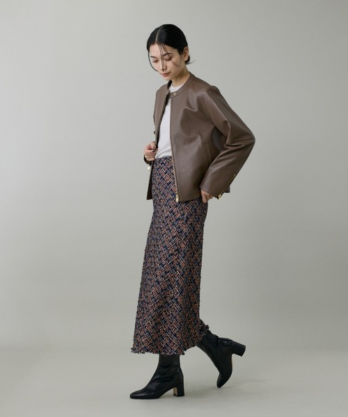 INED（イネド）の「ラムレザージップアップブルゾン（ブルゾン・レディース・ブラック/ブラウン・9号/11号）」の4枚目の写真