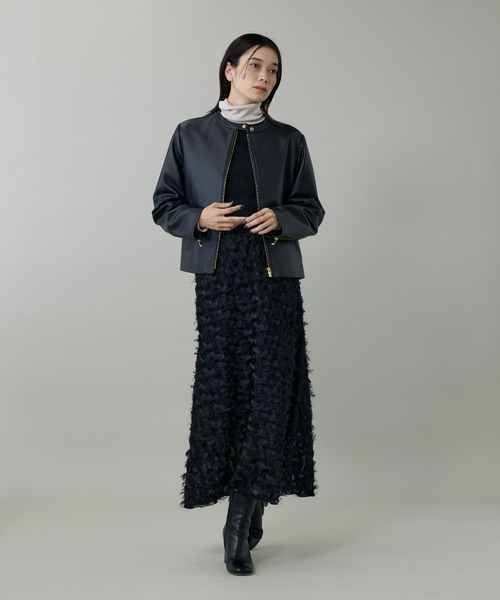 INED（イネド）の「ラムレザージップアップブルゾン（ブルゾン・レディース・ブラック/ブラウン・9号/11号）」の7枚目の写真