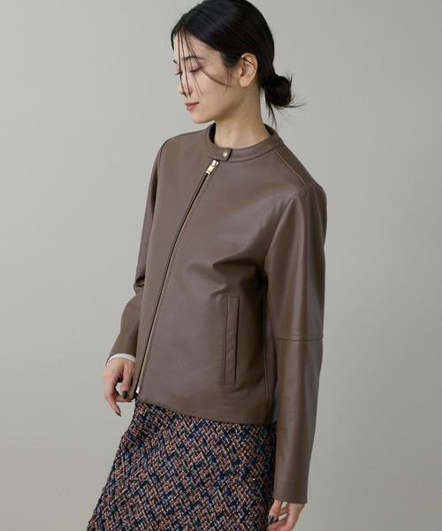 INED（イネド）の「ラムレザージップアップブルゾン（ブルゾン・レディース・ブラック/ブラウン・9号/11号）」の11枚目の写真