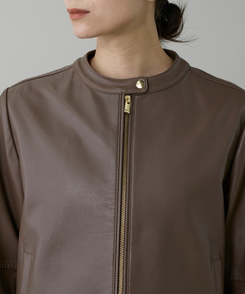 INED（イネド）の「ラムレザージップアップブルゾン（ブルゾン・レディース・ブラック/ブラウン・9号/11号）」の13枚目の写真