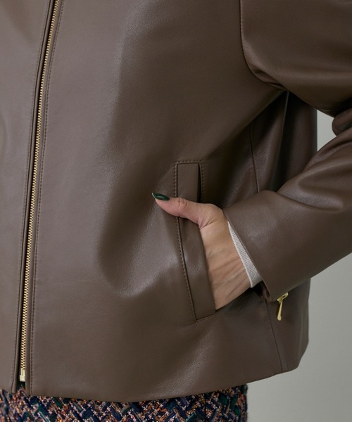 INED（イネド）の「ラムレザージップアップブルゾン（ブルゾン・レディース・ブラック/ブラウン・9号/11号）」の14枚目の写真