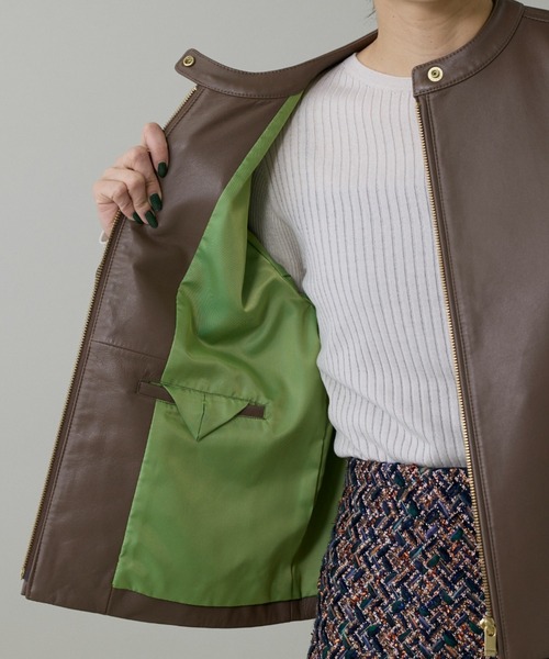 INED（イネド）の「ラムレザージップアップブルゾン（ブルゾン・レディース・ブラック/ブラウン・9号/11号）」の15枚目の写真