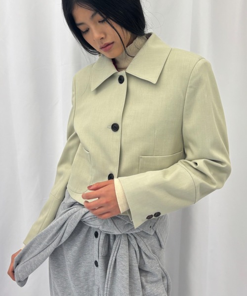 コウ✨ フォクシー　22AW　ブルゾン　ジュエルエフ　ビジュー　38 ロングシーズン活躍！】オーバーサイズ合皮ブルゾン | ファッション