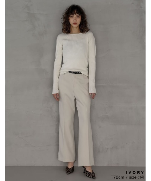 Re:EDIT（リエディ）の「[2025AW COLLECTION][保湿][静電気防止]クルーネックサイドシャーリングリブニットトップス（ニット/セーター・レディース・ブラック/アイボリー/グレイッシュベージュ/チャコールグレー/ブルー/ブラウン/レッド/ラベンダー・MEDIUM/LARGE）」の9枚目の写真