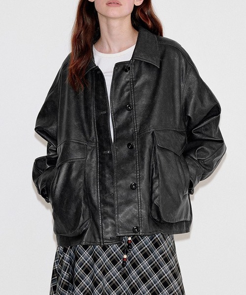 ベーシック 合皮レザージャケット FQ25W064【Fano Studios