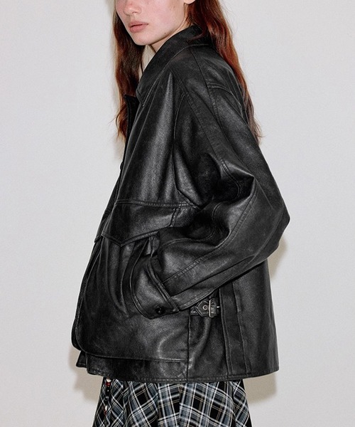ベーシック 合皮レザージャケット FQ25W064【Fano Studios