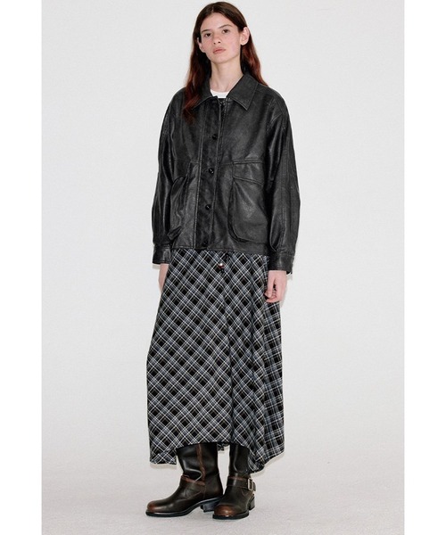 合皮レザージャケット Fano Studios ヴィンテージ加工 合皮 ライダースブルゾン FQ24W142【Fano Studios