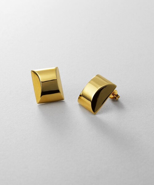 シルバー ホロウスタッドピアス スロープカット GP（ピアス（両耳用