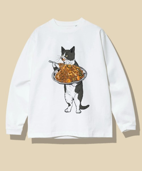 go slow caravan(ゴースローキャラバン)の「超ヘビーUSA/C ナポリタン猫 ロングスリーブ TEE(Tシャツ/カットソー・メンズ・ホワイト/ミント・SMALL/MEDIUM/LARGE/X-LARGE)」の2枚目の写真