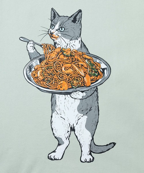 go slow caravan(ゴースローキャラバン)の「超ヘビーUSA/C ナポリタン猫 ロングスリーブ TEE(Tシャツ/カットソー・メンズ・ホワイト/ミント・SMALL/MEDIUM/LARGE/X-LARGE)」の4枚目の写真