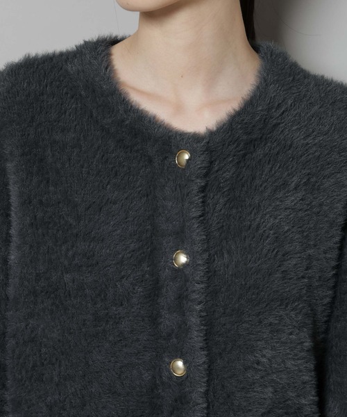 NANO universe（ナノユニバース）の「配色シャギーニットジャケット（ニット/セーター・レディース・ブルー/ホワイト/チャコール・FREE）」の10枚目の写真