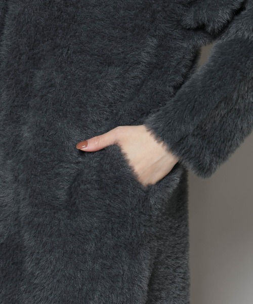 NANO universe（ナノユニバース）の「配色シャギーニットジャケット（ニット/セーター・レディース・ブルー/ホワイト/チャコール・FREE）」の7枚目の写真