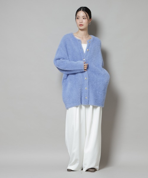 NANO universe（ナノユニバース）の「配色シャギーニットジャケット（ニット/セーター・レディース・ブルー/ホワイト/チャコール・FREE）」の19枚目の写真