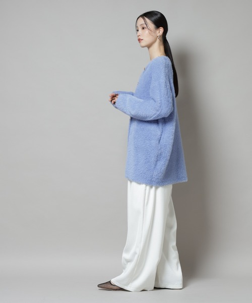 NANO universe（ナノユニバース）の「配色シャギーニットジャケット（ニット/セーター・レディース・ブルー/ホワイト/チャコール・FREE）」の21枚目の写真