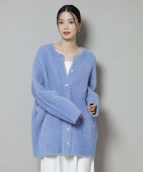 NANO universe（ナノユニバース）の「配色シャギーニットジャケット（ニット/セーター・レディース・ブルー/ホワイト/チャコール・FREE）」の22枚目の写真