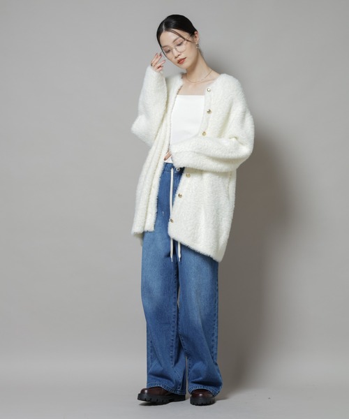 NANO universe（ナノユニバース）の「配色シャギーニットジャケット（ニット/セーター・レディース・ブルー/ホワイト/チャコール・FREE）」の15枚目の写真