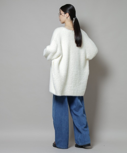 NANO universe（ナノユニバース）の「配色シャギーニットジャケット（ニット/セーター・レディース・ブルー/ホワイト/チャコール・FREE）」の17枚目の写真