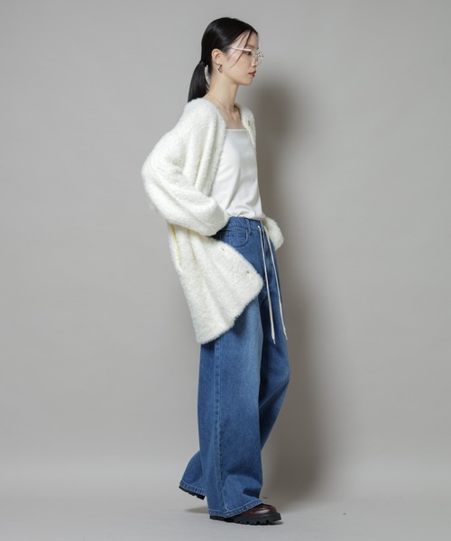 NANO universe（ナノユニバース）の「配色シャギーニットジャケット（ニット/セーター・レディース・ブルー/ホワイト/チャコール・FREE）」の18枚目の写真
