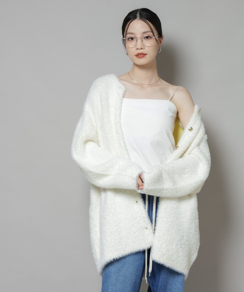 NANO universe（ナノユニバース）の「配色シャギーニットジャケット（ニット/セーター・レディース・ブルー/ホワイト/チャコール・FREE）」の11枚目の写真