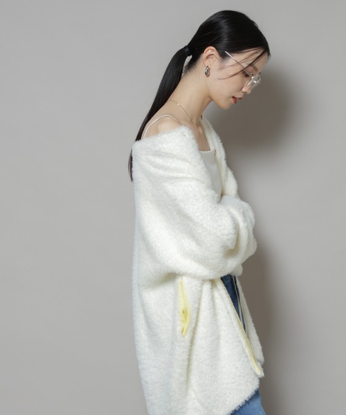 NANO universe（ナノユニバース）の「配色シャギーニットジャケット（ニット/セーター・レディース・ブルー/ホワイト/チャコール・FREE）」の13枚目の写真