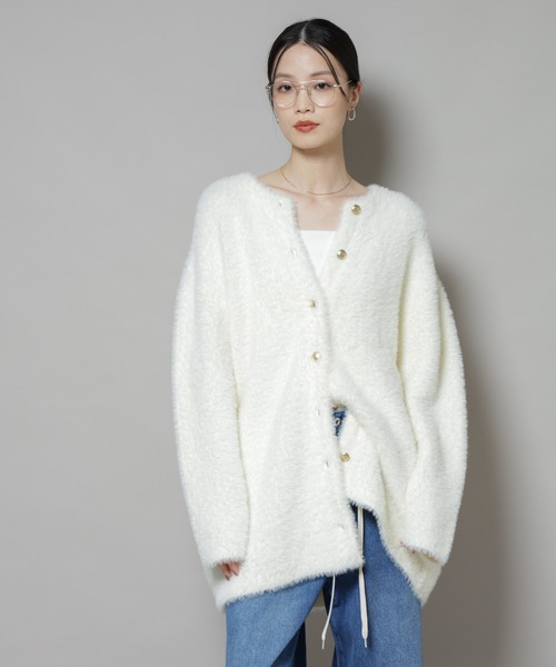 NANO universe（ナノユニバース）の「配色シャギーニットジャケット（ニット/セーター・レディース・ブルー/ホワイト/チャコール・FREE）」の14枚目の写真