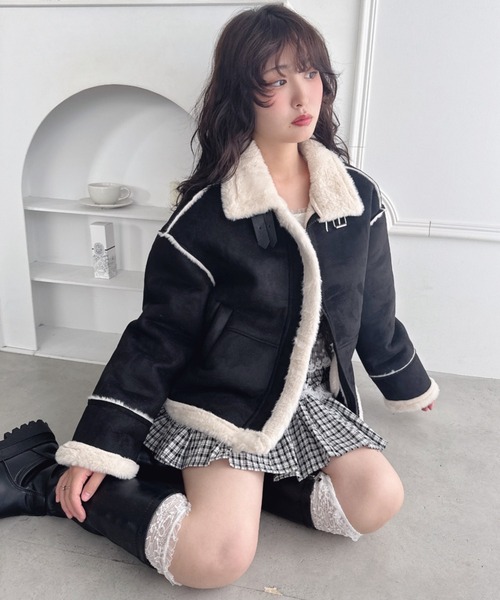 セール】フェイクファームートンライクジャケット（ブルゾン）｜Loueme