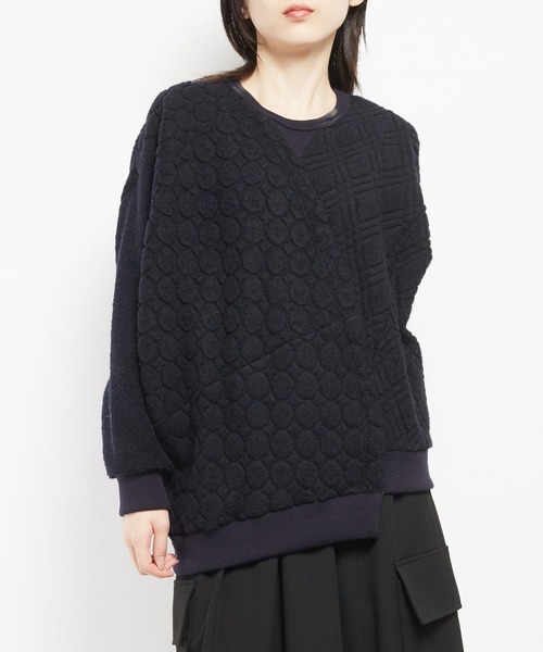 gomme(ゴム)の「Wライトパイル ランダム切替T(Tシャツ/カットソー・レディース・ブラック/ネイビー/オートミール・MEDIUM)」の3枚目の写真