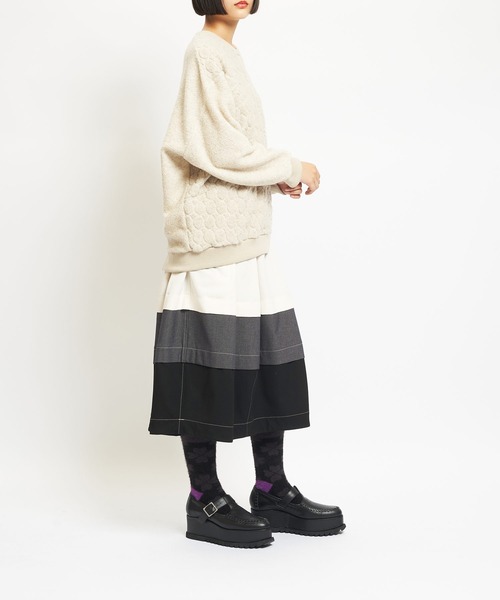 gomme(ゴム)の「Wライトパイル ランダム切替T(Tシャツ/カットソー・レディース・ブラック/ネイビー/オートミール・MEDIUM)」の6枚目の写真