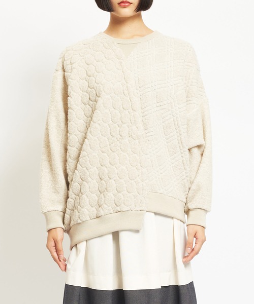 gomme(ゴム)の「Wライトパイル ランダム切替T(Tシャツ/カットソー・レディース・ブラック/ネイビー/オートミール・MEDIUM)」の14枚目の写真