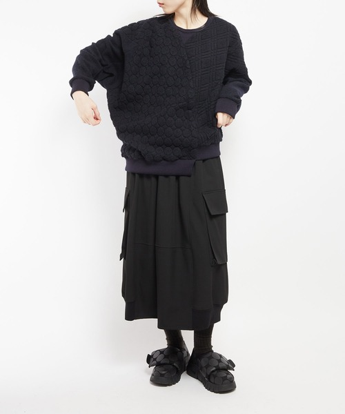 gomme(ゴム)の「Wライトパイル ランダム切替T(Tシャツ/カットソー・レディース・ブラック/ネイビー/オートミール・MEDIUM)」の8枚目の写真