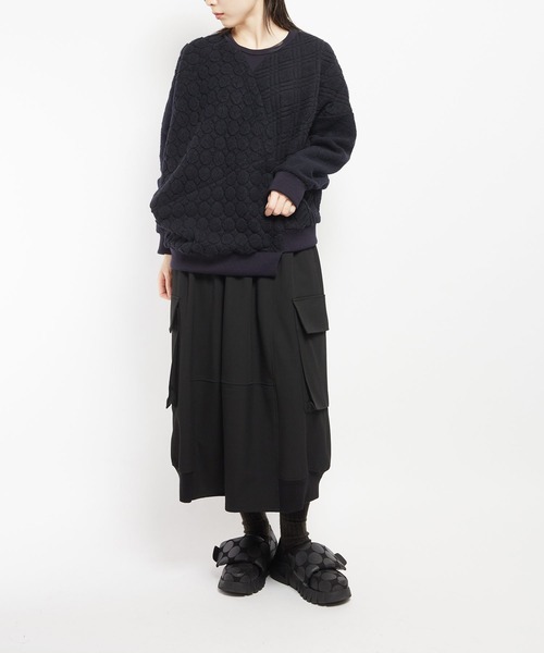 gomme(ゴム)の「Wライトパイル ランダム切替T(Tシャツ/カットソー・レディース・ブラック/ネイビー/オートミール・MEDIUM)」の9枚目の写真