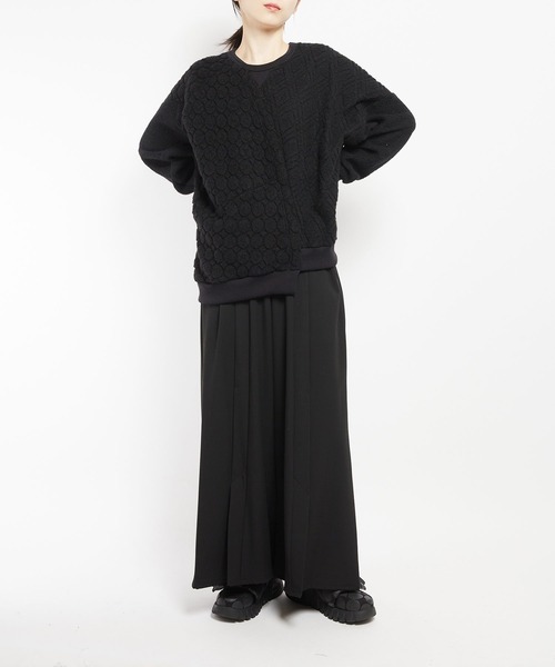 gomme(ゴム)の「Wライトパイル ランダム切替T(Tシャツ/カットソー・レディース・ブラック/ネイビー/オートミール・MEDIUM)」の12枚目の写真